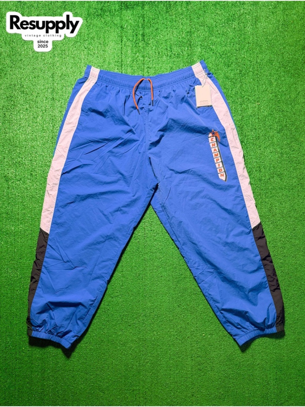 Champion Blue Joggers with Pink Stripes and Black Panels